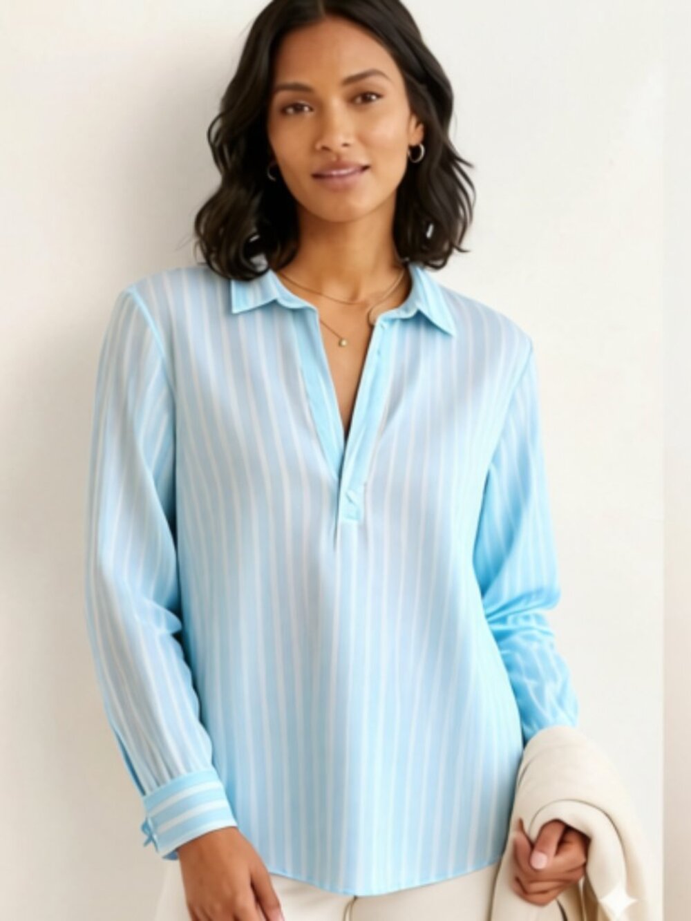 DIVIDED by H&M Women's Top Blouse Striped Long Sleeves Size M